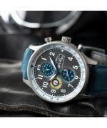 AVI-8 Hawker Hurricane Classic Chronograph Pennant Blue Leather Strap Grey Dial AV-4011-0F Men's Watch