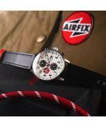 AVI-8 Hawker Hurricane Classic Chronograph Airfix Edition Deco Grey Leather Strap White Dial AV-4011-1C Men's Watch