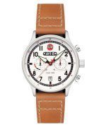 AVI-8 Hawker Hurricane Carey Dual Time Airfix Edition Silver Leather Strap White Dial Quartz AV-4088-06 Men's Watch