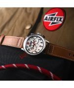 AVI-8 Hawker Hurricane Carey Dual Time Airfix Edition Silver Leather Strap White Dial Quartz AV-4088-06 Men's Watch