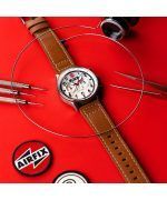 AVI-8 Hawker Hurricane Carey Dual Time Airfix Edition Silver Leather Strap White Dial Quartz AV-4088-06 Men's Watch