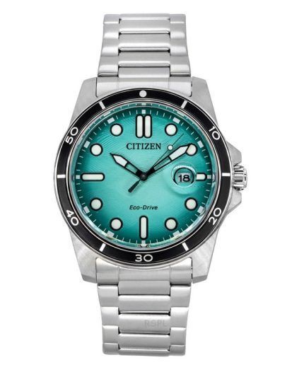 Citizen Marine Eco-Drive Stainless Steel Turquoise Dial AW1816-89L 100M Men's Watch