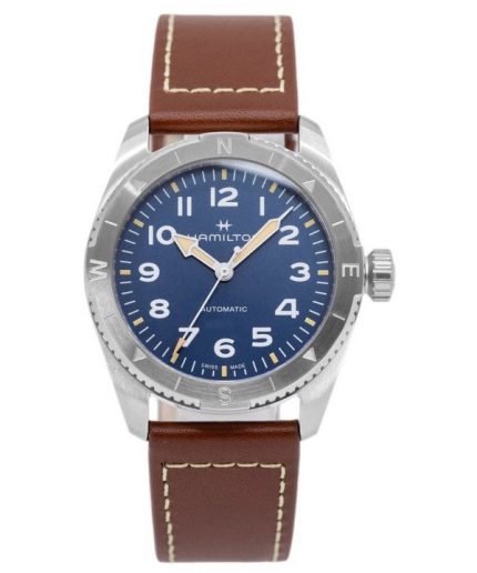 Hamilton Khaki Field Expedition Leather Strap Blue Dial Automatic H70225540 100M Men's Watch