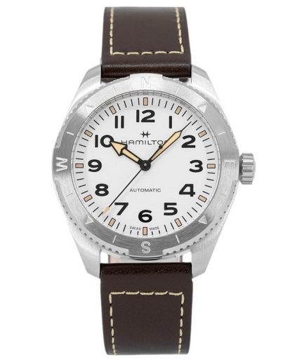 Hamilton Khaki Field Expedition Leather Strap White Dial Automatic H70315510 100M Men's Watch