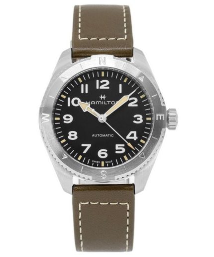Hamilton Khaki Field Expedition Leather Strap Black Dial Automatic H70315830 100M Men's Watch