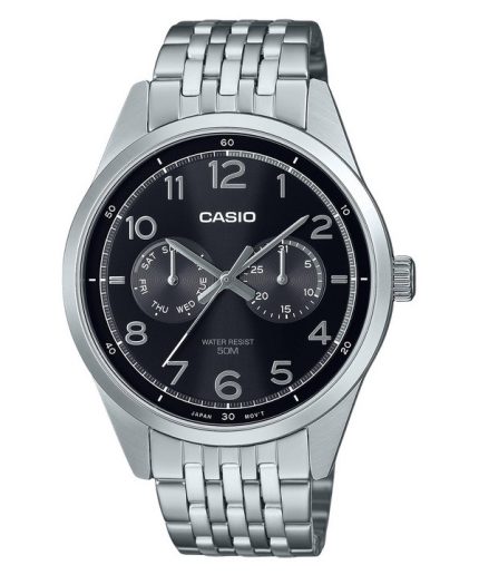 Casio Standard Analog Stainless Steel Black Dial Quartz MTP-E340D-1AV Men's Watch