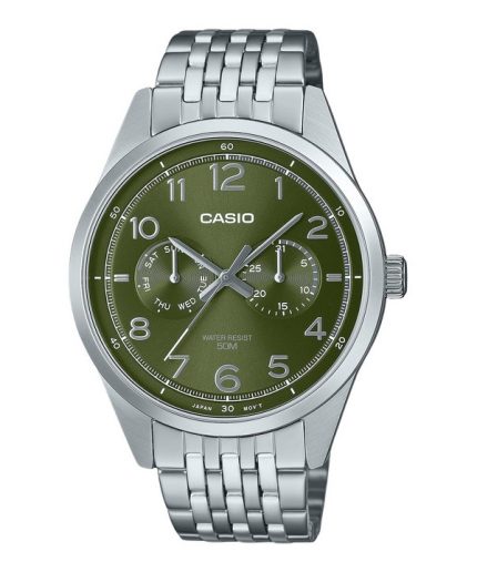 Casio Standard Analog Stainless Steel Green Dial Quartz MTP-E340D-3AV Men's Watch
