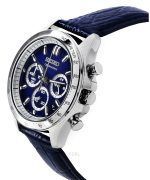 Seiko Spirit Chronograph Leather Strap Blue Dial Quartz SBTR019 100M Men's Watch