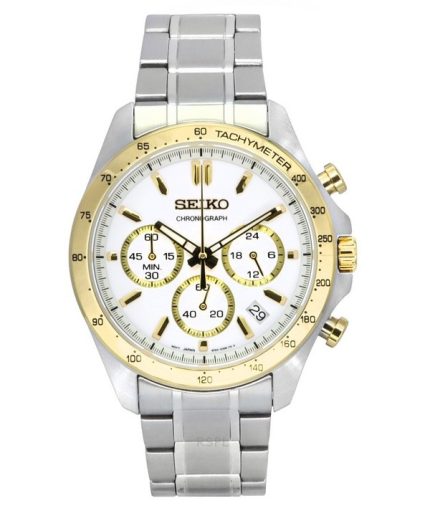 Seiko Spirit Chronograph Stainless Steel White Dial Quartz SBTR024 100M Men's Watch