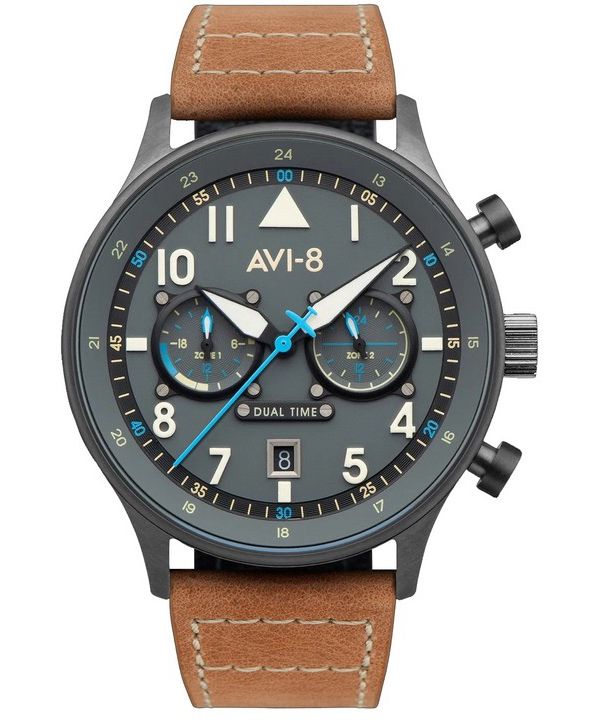 AVI-8 Hawker Hurricane Carey Dual Time Orissa Grey Dial Quartz AV-4088-04 Mens Watch