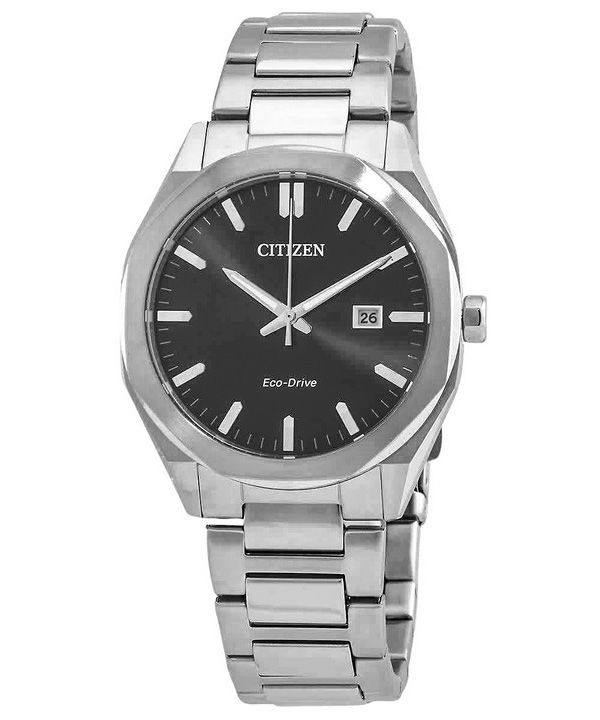 Citizen Eco-Drive Stainless Steel Black Dial BM7600-81E 100M Mens Watch