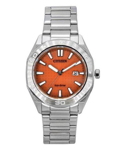 Citizen Eco-Drive Stainless Steel Orange Dial BM7630-80Z 100M Men's Watch