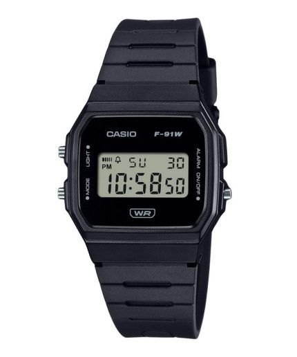 Casio POP Digital Black Bio Based Resin Strap Quartz F-91WB-1A Unisex Watch