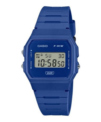 Casio POP Digital Blue Bio Based Resin Strap Quartz F-91WB-2A1 Unisex Watch