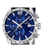 Festina Timeless Chronograph Leather Strap Blue Dial Quartz F16760-3 Men's Watch