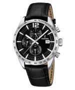 Festina Timeless Chronograph Leather Strap Black Dial Quartz F16760-4 Men's Watch