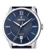 Festina Classics Leather Strap Blue Dial Quartz F20426-2 100M Men's Watch