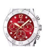 Festina Boyfriend Chronograph Stainless Steel Red Dial Quartz F20603-2 100M Women's Watch