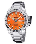 Festina The originals Stainless Steel Orange Dial Quartz Diver's F20665-5 200M Men's Watch