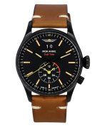 Iron Annie Flight Control Dual Time Leather Strap Black Dial Quartz 51442 Mens Watch