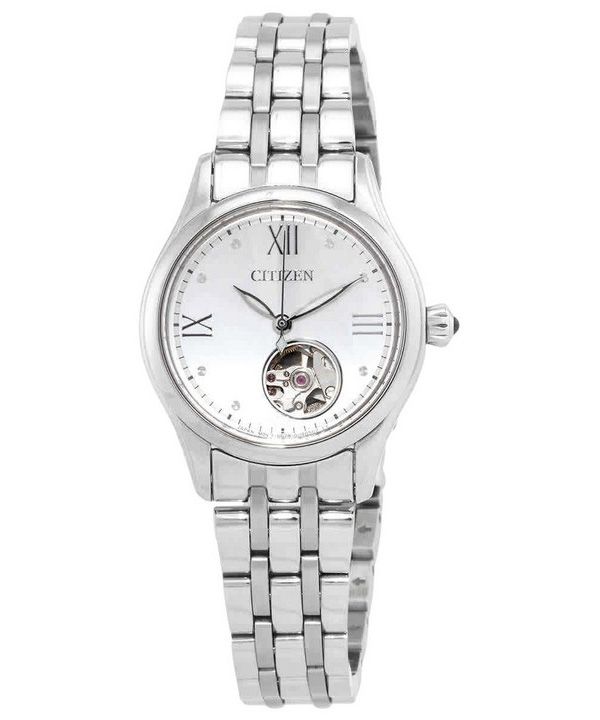 Citizen Luna Stainless Steel Open Heart Silver Dial Automatic PR1040-88A Womens Watch