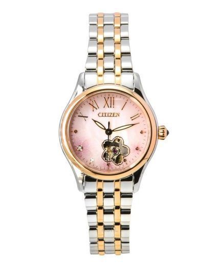 Citizen Limited Edition Diamond Accent Pink Mother Of Pearl Open Heart Dial Automatic PR1044-87Y Women's Watch