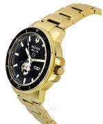 Bulova Marine Star Gold Tone Stainless Steel Black Dial Automatic Diver's 97A174 200M Men's Watch