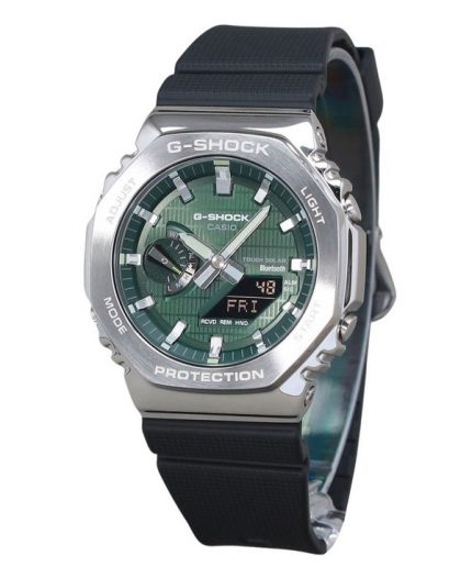 Casio G-Shock G-Steel Analog Digital Smartphone Link Resin Strap Green Dial Tough Solar GBM-2100A-1A3 200M Men's Watch