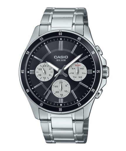 Casio Standard Analog Ion Plated Stainless Steel Black Dial Quartz MTP-1374D-1A3V Men's Watch