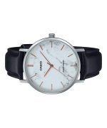 Casio Standard Analog Black Leather Strap Marble Inspired White Dial Quartz MTP-VT01LM-7A Men's Watch