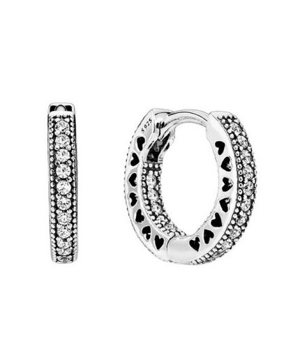 Pandora Pave Heart Hoop Earrings 296317CZ For Women