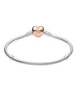 Pandora Moments Heart Clasp Snake Chain Bracelet 580719-17 For Women