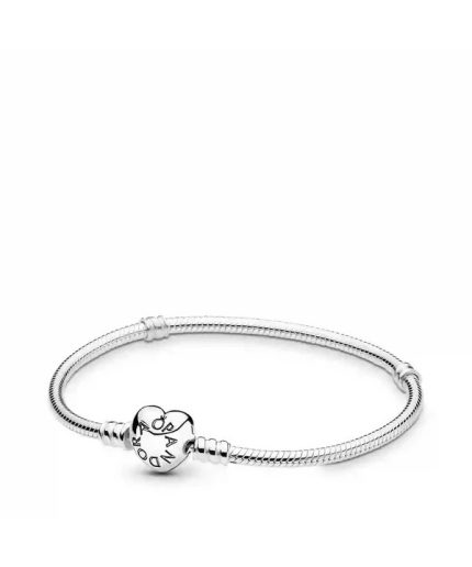 Pandora Moments Heart Clasp Snake Chain Bracelet 590719-21 For Women