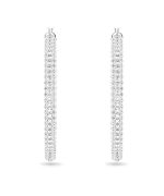 Swarovski Dextera Mixed Clear Crystals And Rhodium Plated Hoop Earrings 5389432 For Women