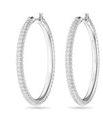 Swarovski Dextera Mixed Clear Crystals And Rhodium Plated Hoop Earrings 5389432 For Women