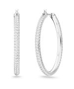 Swarovski Dextera Mixed Clear Crystals And Rhodium Plated Hoop Earrings 5389432 For Women