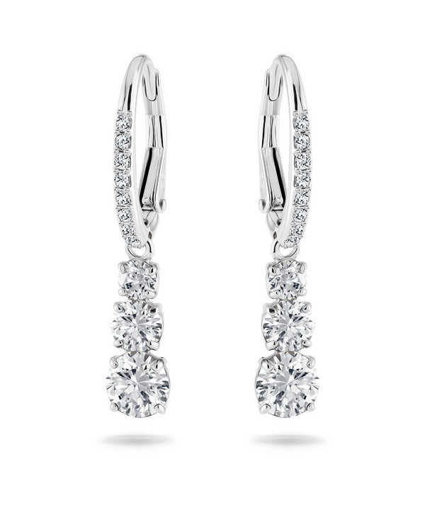 Swarovski Stilla Attract Rhodium Plated And Zirconia Hoop Earrings 5416155 For Women