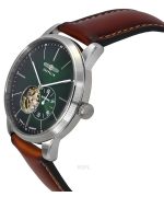 Zeppelin Flatline Leather Strap Green Open Heart Dial Automatic 83644 Men's Watch