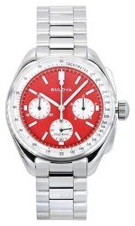 Bulova Lunar Pilot Chronograph Stainless Steel Red Dial Quartz 96K115 Men's Watch