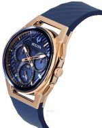 Bulova Marc Anthony CURV Chronograph Rubber Strap Blue Dial Quartz 97A185 Men's Watch