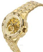 Bulova Octava Crystal Accents Stainless Steel Skeleton Gold Dial Automatic 98A292 Men's Watch