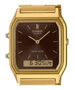 Casio Vintage Analog Digital Gold Tone Stainless Steel Brown Dial Quartz AQ-230GA-5A Unisex Watch