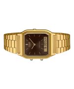 Casio Vintage Analog Digital Gold Tone Stainless Steel Brown Dial Quartz AQ-230GA-5A Unisex Watch