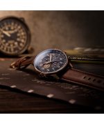 AVI-8 Hawker Hurricane Classic Chronograph Leather Strap Admiral Blue Dial Quartz AV-4011-0O Men's Watch