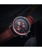 AVI-8 Hawker Hurricane Classic Chronograph Blood Red Leather Strap Black Dial Quartz AV-4011-0S Men's Watch