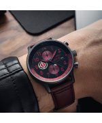 AVI-8 Hawker Hurricane Classic Chronograph Blood Red Leather Strap Black Dial Quartz AV-4011-0S Men's Watch