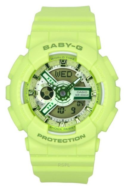 Casio Baby-G Analog Digital Green Resin Strap Green Dial Quartz BA-110YK-3A 100M Women's Watch