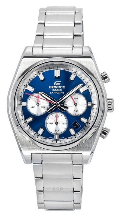 Casio Edifice Analog Chronograph Stainless Steel Blue Dial Quartz EFB-730D-2AV 100M Men's Watch