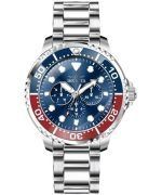 Invicta Pro Diver Stainless Steel Blue And Red Pepsi Bezel Blue Dial Quartz 47227 Mens Watch