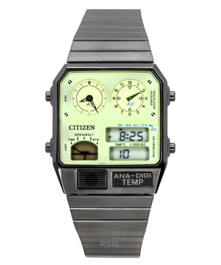 Citizen Analog Digital Dual Time Stainless Steel Green Dial Quartz JG2147-85X Men's Watch